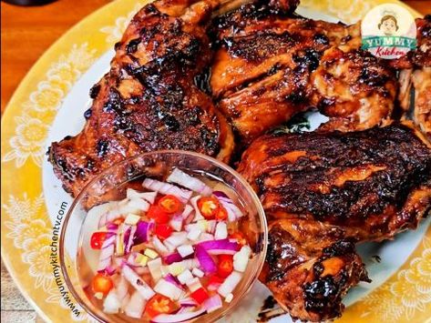 Chicken Skewers In Oven, Filipino Chicken Barbecue Recipe, Filipino Barbecue, Filipino Bbq, Calamansi Juice, Barbecue Chicken Recipe, Chicken Leg Quarters, Barbeque Recipes, Chicken Bbq