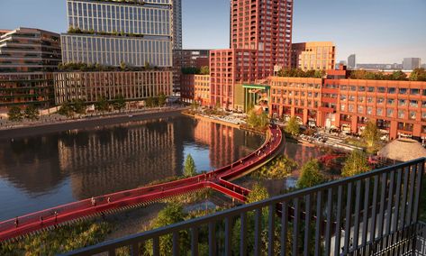 Canada Water: first homes for sale in new £5.6bn London neighbourhood | British Land | The Guardian Land Development, London Neighborhoods, Block Of Flats, Liverpool Street, Water Projects, Canary Wharf, Pedestrian Bridge, New London, Financial District