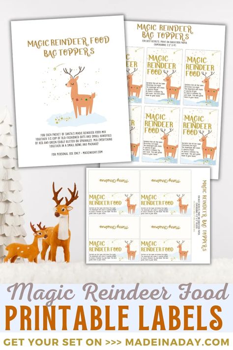 Create a magical experience for kids with our printable magic reindeer food poem and tags. Perfect for adding sparkle to Christmas Eve or a fun gift to give at parties. reindeer food labels, reindeer food printable, magic reindeer food recipe, reindeer food free printable Magic Reindeer Food Recipe, Magic Reindeer Food Poem, Food Poem, Reindeer Food Poem, Reindeer Food Recipe, Reindeer Food Label, Reindeer Food Printable, Reindeer Dust, Clear Gift Bags