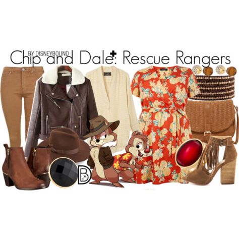 Get the look!Illustration source Disney Bounding Chip And Dale, Chip And Dale Rescue Rangers, Disneyland Halloween Party, Movie Character Ideas, Disney Dress Up, Rescue Rangers, Disneyland Halloween, Disney Inspired Fashion, Character Inspired Outfits