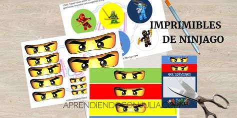 Imprimibles para fiesta Lego Ninjago gratis:Invitaciones, ojos de Ninjago, bandas para botellas, cajitas para chuches, toppers... Ninja Birthday Parties, Ninjago Party, Ninja Birthday, Ninja Party, Kids Party Decorations, Lego Ninjago, Childrens Party, Kids Party, Lego