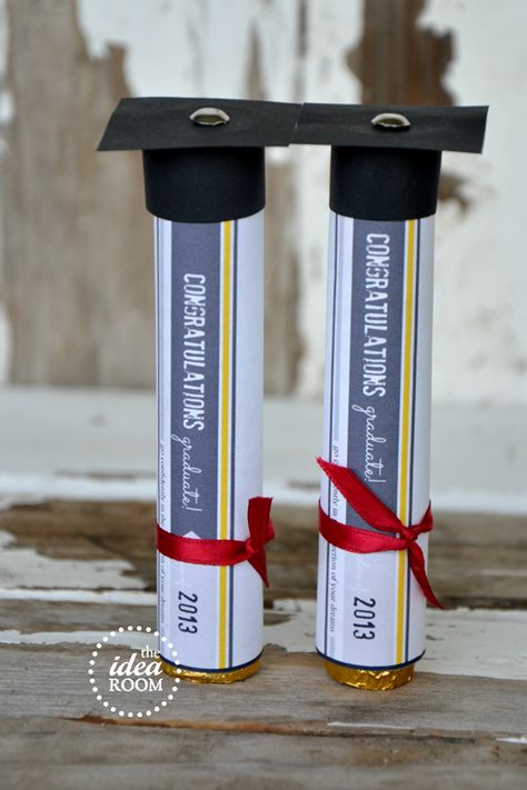 rolos with mortar board caps and custom wraps; $20 inside.. Graduation Scroll Ideas, Ribbon For Graduation, Diy Graduation Party Ideas, Graduation Scroll Cookies, Seminary Graduation, Graduation Candy Lei, Graduate Ideas, Easy Graduation Gifts, Diy Graduation Party