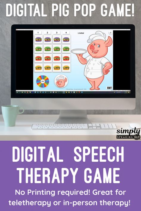 Virtual Speech Therapy Ideas, Remote Speech Therapy, Speech Therapy Teletherapy Activities, Pop The Pig Speech Therapy, Teletherapy Speech Activities, Online Speech Therapy Activities, Speech Teletherapy Activities, Play Based Articulation Therapy, Teletherapy Activities