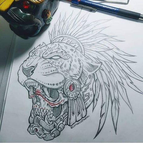 Aztec Jaguar, Jaguar Warrior, Aztec Warrior Tattoo, Aztec Tattoos Sleeve, Azteca Tattoo, Aztec Drawing, Aztec Artwork, Jaguar Tattoo, Mayan Tattoos