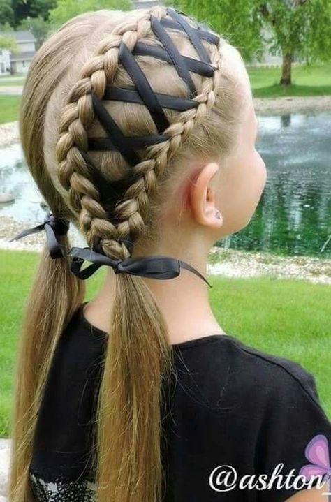 Pinterest: Sunshine☀                                                                                                                                                     More Cool Hairstyles For Girls, Ribbon Braids, A Ponytail, Ribbon Hairstyle, Cool Braids, Funky Hairstyles, Black Kids Hairstyles, Crazy Hair Days, Halloween Hair