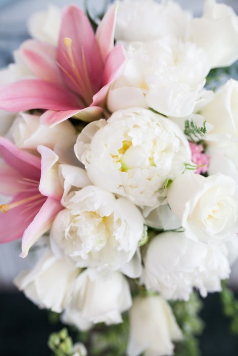 Peony And Lily Bouquet, Peonies And Lilies Bouquet, Lily Centerpieces, Lily Bridal Bouquet, Pink Peonies Bouquet, Peonies And Roses, Pink Lilies, Peony Bouquet Wedding, Lily Wedding