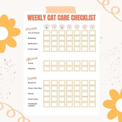 Digital Weekly Cat Care Checklist - Purple Cat Care Schedule, Cat Daily Care Checklist, Pet Care Checklist, New Cat Checklist, Cat Feeding Chart, Cat Schedule, Cat Feeding Schedule, Cat Chart, Kitten Checklist