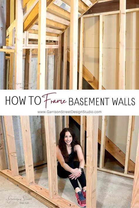 How To Frame Basement Stairs, Finishing Basement Walls With Paneling, Basement Ideas Bathroom, Add Bedroom To Basement, How To Frame A Wall On Concrete, Framing Basement Walls Diy, How To Frame Basement Walls, Building Basement Walls, Cover Concrete Wall In Basement