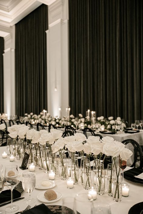 White Wedding Aesthetic, Modern City Wedding, Room Ideas Dorm, Black Wedding Table, College Dorm Room Ideas, Black Wedding Decorations, Monochrome Weddings, White Weddings Reception, Black And White Wedding Theme