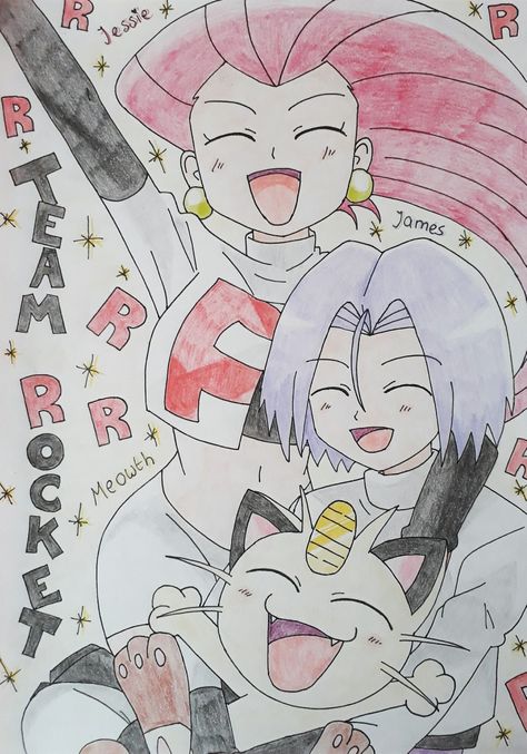 ☆Team Rocket! Jessie, James and Meowth // Pokémon☆ Rocket Aesthetic, Alola Pokemon, Rocket Drawing, James Pokemon, Pokemon Team Rocket, Pokemon Team, Pokemon Sketch, Tumblr Drawings, Ash Pokemon