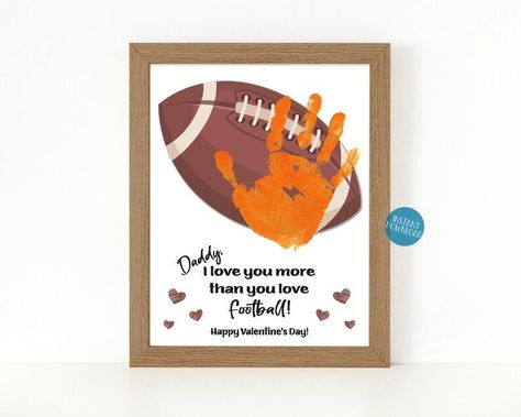 A fun and unique Valentine's Day gift for that Daddy who loves football. Print the 8x10" template on card stock and using a paint of your choice just add your child's handprint to the template. The best part? Print it right from your own home and skip the hassle of running to the store. Grandpa Birthday Card, Football Crafts, Grandpa Birthday, Unique Valentines Day Gifts, Handprint Craft, Football Gift, Handprint Art, Unique Valentines, Fathers Day Crafts