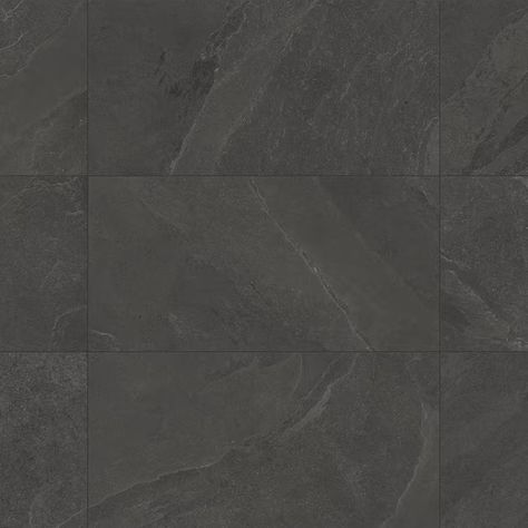 Satori Gios Graphite 12-in x 24-in Matte Porcelain Stone Look Floor and Wall Tile (1.93-sq. ft/ Piece) in the Tile department at Lowes.com Black Floor Tiles, Granite Flooring, Large Format Tile, Stone Look Tile, Black Tiles, Grey Tiles, Accent Tile, Porcelain Flooring, Wall Installation