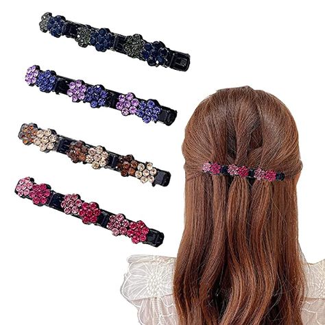 Braided Hair Clips, Rhinestone Fabric, Flower Braids, Curling Iron Hairstyles, Hair Clips For Women, Crystal Hair Clips, Rhinestone Hair Clip, Fulani Braids, Braided Hair