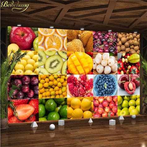 Custom Any Size Wallpaper 3D Fresh Fruit Mural Restaurant Cafe Fruit Store Backdrop Wall Decor Modern Creative Mural Wall Papers|wall paper|mural wall paperwallpaper 3d - AliExpress Fruit Shop Decoration, Fruit Store Design Shops, Fruit Store Design, Fruit Backdrop, Fruit Mural, Store Backdrop, Supermarket Background, Living Room Backdrop, Supermarket Design Interior