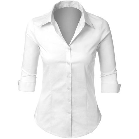 LE3NO Womens Roll Up 3/4 Sleeve Button Down Shirt with Stretch (11 PAB) ❤ liked on Polyvore featuring tops, shirts, blouses, white, white top, 3/4 sleeve button down shirt, three quarter sleeve shirts, 3/4 length sleeve tops and stretch shirt Womens Work Shirt, Casual Blouse Women, Three Quarter Sleeve Shirt, Three Quarter Sleeve Tops, Casual Shirt Women, Women's Button Down Shirt, White Button Down Shirt, Roll Up Sleeves, White Shirts