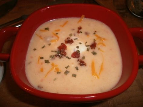 Paula Deen's Baked Potato Soup Recipe Best Baked Potato Soup, Paula Deen Potato Soup, Bacon Bites, Baked Potato Soup Recipe, Best Baked Potato, Potato Bacon Soup, Loaded Potato Soup, Paula Deen Recipes, Chowder Soup