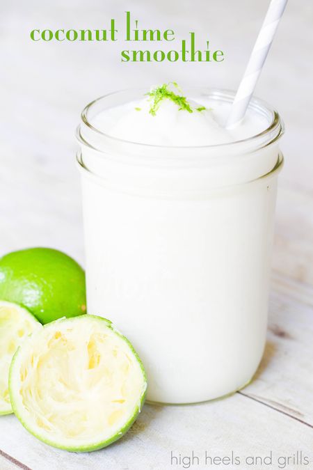 Coconut Lime Smoothie by High Heels and Grills Lime Smoothie, Resep Smoothie, Vitamix Recipes, Low Carb Paleo, Coconut Lime, Breakfast Smoothies, Smoothie Shakes, Yummy Smoothies, Smoothie Drinks