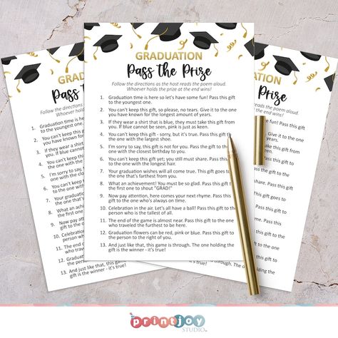 Grad Party, Pass the Gift Game, Graduation Games, Gift Exchange Game, Graduation Gifts, Pass the Present, High School Grad, Grad Ideas - Etsy Graduation Party Game Ideas, Grad Party Games, Graduation Games, Graduation Party Games, Gift Exchange Games, Grad Gifts, Gift Exchange, Grad Parties, Game Item