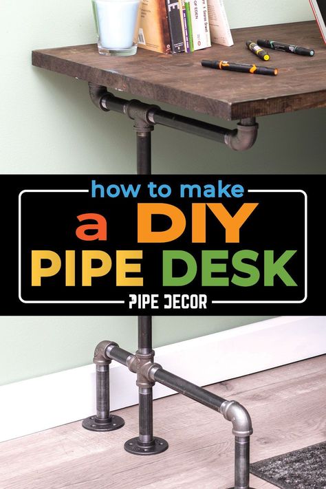 If you love the modern vibe of a pipe desk, there’s good news – you can make your own in 5 easy steps! You don’t have to be a professional to put together an industrial desk for your home or office. Even a brand-new DIYer can master the techniques needed to create this truly unique piece of furniture. Diy Industrial Desk, Cozy Industrial Decor, Industrial Pipe Desk, Gtd System, Vintage Industrial Interior, Scientist Lab, Wood Desk Top, Study Desks, Bourbon Room