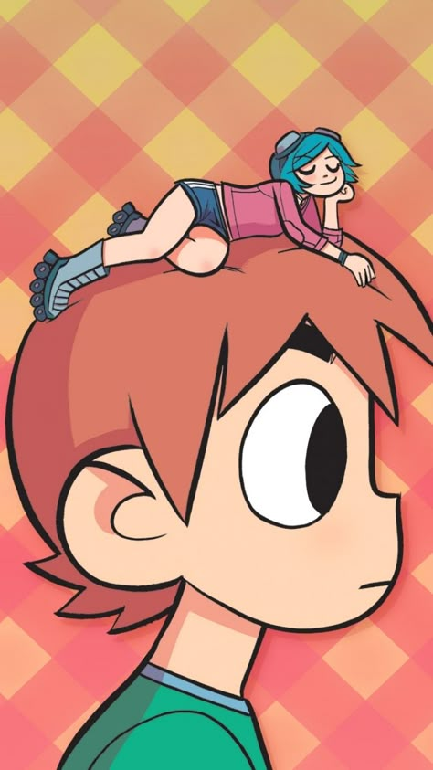 Scoot Pilgrim Vs The World, Ramona And Scott, Scott Vs The World, Scott And Ramona, Scott Pilgrim Art, Pilgrim Art, Ramona Flowers, Movie Artwork, Scott Pilgrim Vs. The World