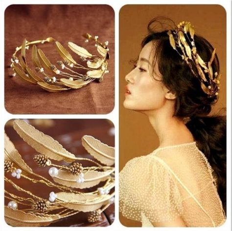 100% High qualityGrecian God baroque leaf style tiara crown headband. Very high quality and royal look! Rate that item arrived. We endeavour to respond to all enquires within 48 hours. South Africa. | eBay! Gold Crown Headband, Baroque Crown, Wedding Hairstyles With Crown, Baroque Wedding, Tiara Headpieces, Tiara Headband, Wedding Hair Headband, Gold Headpiece, Bride Tiara