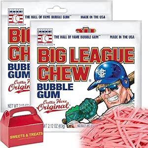 Bubble Gum | Original Big League Chew Bubble Gum | Outta Here Original Flavor Shredded - Pack of 2 Bags - Treat Box Included. (Original) Big League Chew, Gum Flavors, Bubble Gum Flavor, Bubble Fun, Nationals Baseball, Themed Gift Baskets, Shark Bites, Personalized Gifts For Kids, Chewing Gum