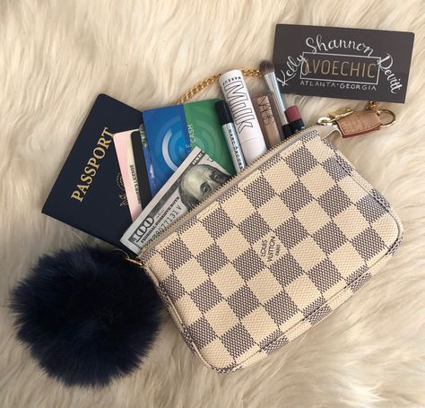 Purse Organization Aesthetic, Pretty Tote Bags, What's In My Purse, Louis Vuitton Collection, Girly Car Accessories, Inside My Bag, Pretty Pens, Purse Essentials, Cute Wallets