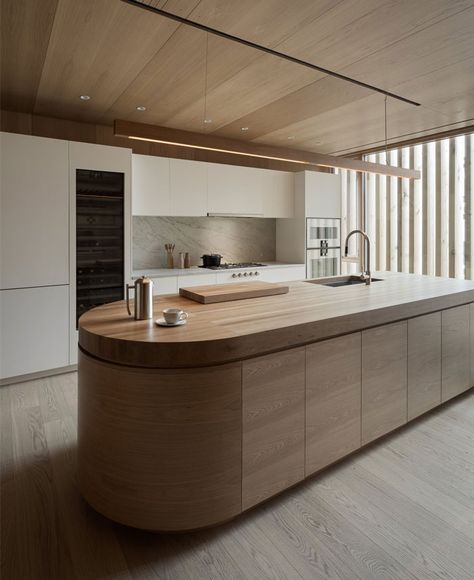 OG Home & Studio by Omar Gandhi Architect Halifax Canada, Island Counter, Clad Home, Cedar Cladding, Minimalist Kitchen Design, Brick And Wood, Oak Panels, Minimalist Architecture, Minimalist Kitchen