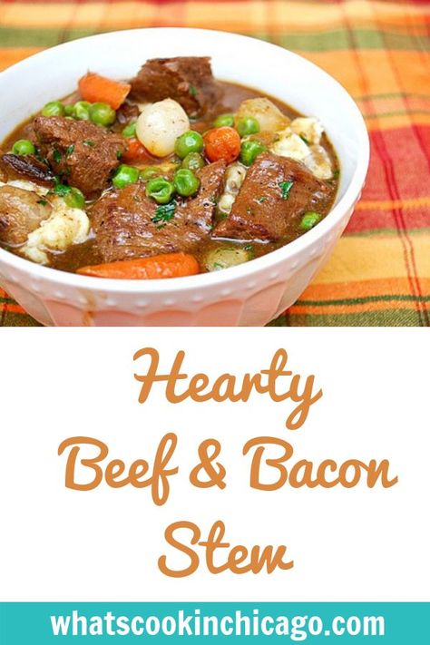 Hearty Beef & Bacon Stew #stew #bacon #recipes Beef And Bacon Stew, Stew Instant Pot Recipes, Beef Stew Instant Pot, Bacon Stew, Well Stocked Pantry, Instant Pot Beef Stew Recipe, Stocked Pantry, Beef Bacon, Pot Beef Stew