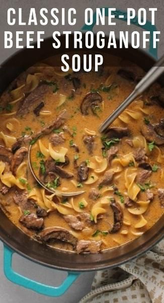 Classic One-Pot Beef Stroganoff Soup - TASTYDONE Beef Stroganoff One Pot, Stroganoff Soup Recipe, Beef Stroganoff Soup Recipe, Easy Soup Recipes Quick, Beef Stroganoff Soup, Stroganoff Soup, One Pot Soup, Classic Beef Stroganoff, Light Soup