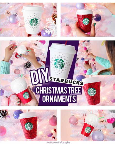 Starbucks Christmas Tree Ideas, Starbucks Centerpiece, Starbucks Decor, Coffee Themed Christmas Tree, Coffee Theme Christmas Tree, Starbucks Christmas Tree, Starbucks Themed Christmas Tree, Starbucks Ornaments Diy, Mini Starbucks Tree