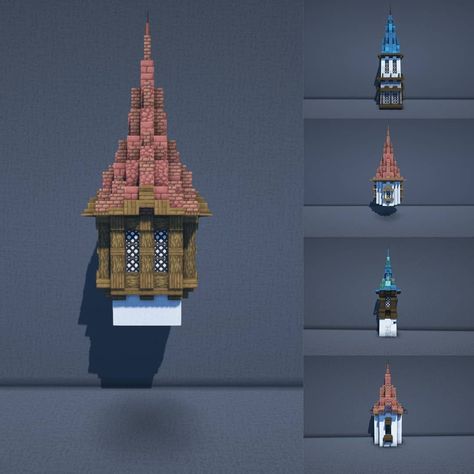 Tower Roof Minecraft, Minecraft Roof, Minecraft Tower, Minecraft Castle Blueprints, Minecraft Steampunk, Rumah Minecraft Sederhana, Minecraft Structures, Medieval Tower, Bangunan Minecraft