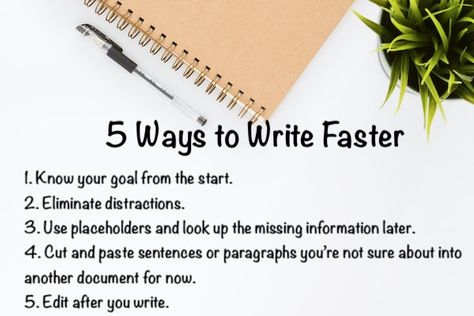 How to Write Fast: 5 Ways to Write Faster, not Sloppier Fast Handwriting, Automatic Writing, Writing Humor, Improve Your Handwriting, Fast 5, Avoid Distractions, How To Read Faster, Writing Tasks, Essay Writing Tips