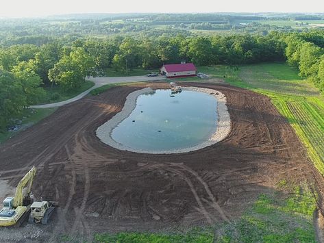 Pond On Property, Backyard Fishing Pond, Farm Pond Ideas, Pond Ideas Large, Pond Shapes, Dam Pictures, Fish Farming Ponds, Homestead Homes, Recreational Pond