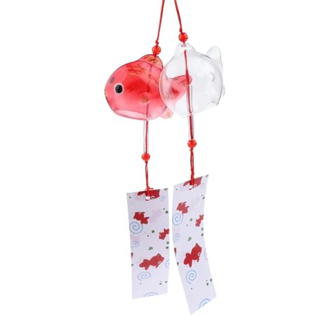 Hanging Outdoor Decor, Japanese Wind Chimes, Bell Gardens, Japanese Fish, Fish Ornaments, Grasses Garden, Romantic Gifts, Wind Chime, Glass Material