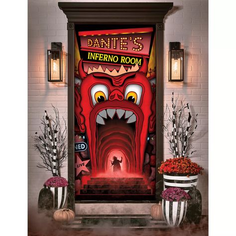 Dante's Inferno Room Door Cover - Beetlejuice - Spirithalloween.com Beetlejuice Fashion, Steampunk Mens Costume, Disney Baby Costumes, Angel And Devil Costume, Scary Clown Costume, Halloween Beetlejuice, Werewolf Girl, Werewolf Costume, Dante's Inferno