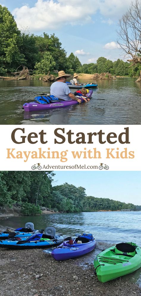 Kayaking with kids is an enjoyable family adventure that's great for body and soul. Tips for beginners, including gear and where to get out on the water. #kayakingwithkids #kayakingforkids #familyfun #outdoorfamily #kayaking #kayak #outdooradventure #outdoors #kayakingbeginners #lake #river #exploretheoutdoors #getoutdoors #outdoorkids #adventurealways #summerfun Kayaking With Toddler, Family Kayaking, Kids Kayak, Kayak Hacks, Night Kayaking, Kayak Tips, Kayaking Ideas, Kayaking With Kids, Kayak For Beginners