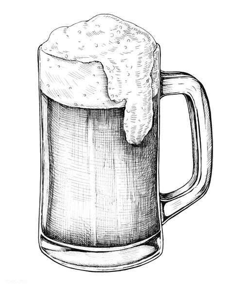 Drink Sketch, Beer Drawing, Hatch Drawing, Beer Tattoos, Blue Sketch, Beer Illustration, Free Illustration Images, Pen Art Drawings, Drawing Examples