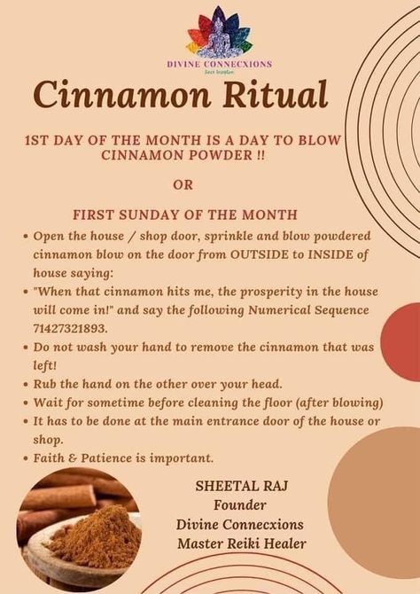 Cinnamon Blowing Day Witchcraft, Cinnamon Bath Benefits, Cinnamon Spiritual Meaning, Spells With Cinnamon, Washing Hands With Cinnamon, Cinnamon Spiritual Benefits, Blow Cinnamon In Front Door Ritual, Door Washing Ritual, Money Spells Magic