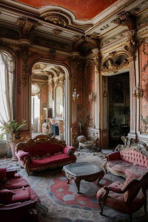 59 Grandiose Living Room Inspirations: Renaissance and Rococo Fusion Grandiosity Baroque Living Room, Baroque Room, Rococo Room, Rococo Interior, Baroque Interior, Deco Room, Historical Interior, Rococo Style, World Of Interiors