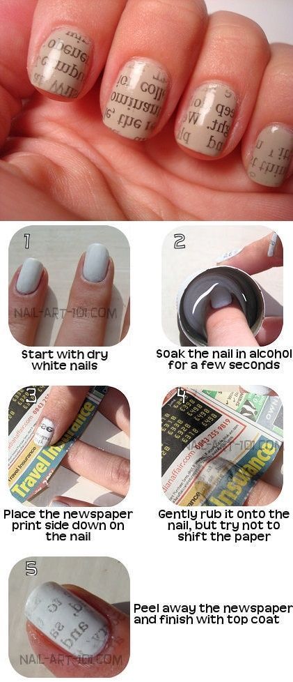 Newspaper Nail Art, Newspaper Nails, Nailart Tutorial, Nail Art Diy Easy, Unghie Nail Art, Nagel Tips, Manicure Tips, Diy Nail Art, Nail Art Supplies