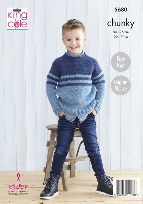 Easy to Follow Sweater and Hooded Sweater: Knitted in Subtle Drifter Chunky Knitting Patterns - King Cole Hoodie Knitting Pattern, Easy Knit Sweater, Chunky Knit Sweater Pattern, Kids Sweater Pattern, Raglan Sleeve Pattern, Boys Knitting Patterns Free, Boys Knit Sweaters, Baby Cardigan Knitting Pattern Free, Boy Jumper