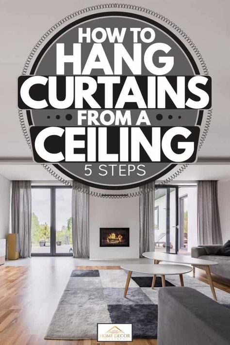 Hanging Curtains From The Ceiling Diy, Hang Curtains From Ceiling, Ceiling Mounted Curtains, Ceiling Mount Curtain Rods, Ceiling Curtain Rod, Installing Curtain Rods, Hanging Drapes, How To Hang Curtains, Ceiling Curtain Track