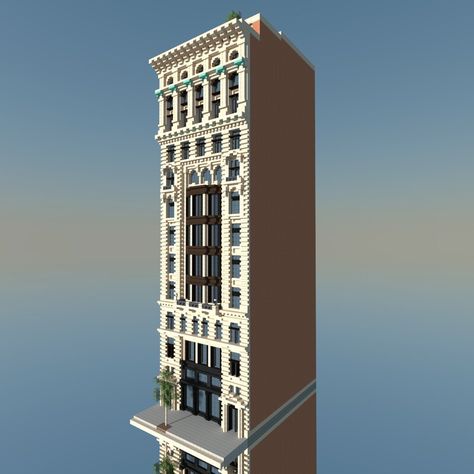 Minecraft Tower Ideas, Minecraft Circles, Building Minecraft, Minecraft Tower, Art Deco Office, Corner Building, Minecraft City Buildings, Stone City, Minecraft Modern