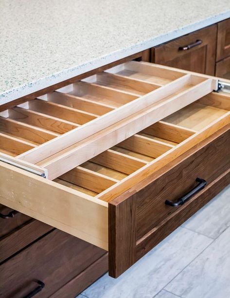 Kitchen Drawer Utensil Storage, Dish Drawer With Pegs, Two Tier Utensil Drawer, Kitchen Silverware Drawer, Double Utensil Drawer, Kitchen Drawer Within Drawer, Double Cutlery Drawer, Silver Wear Drawer Organizer, Kitchen Cabinet Insert