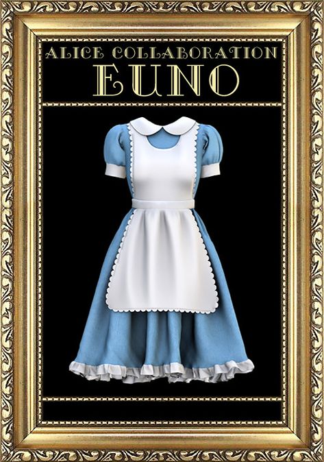 eunosims | The Sims 4  Alice in Wonderland Collabo I... Sims 4 Alice In Wonderland, Euno Sims, Alice Dress, Alice In Wonderland Dress, Wonderland Dress, Sims 4 Anime, Tumblr Sims 4, Casas The Sims 4, Sims 4 Teen