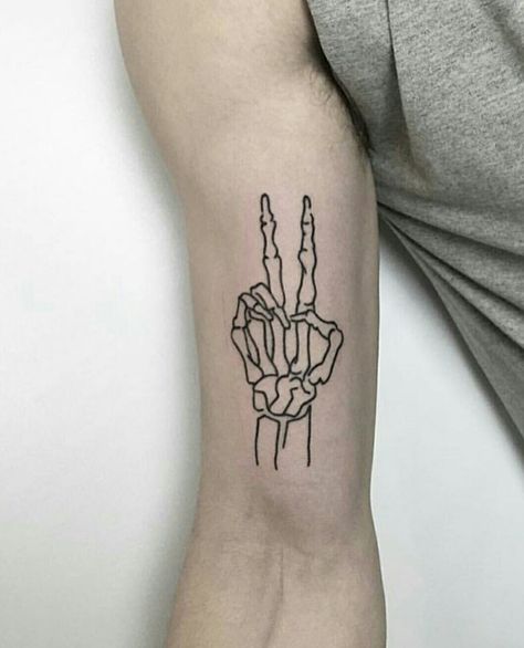 Peace skeleton tattoo Simple Grunge Tattoos, Peace Sign Tattoo, Grunge Tattoos, Peace Sign Tattoos, Peace Tattoos, Sign Tattoo, Grunge Tattoo, 13 Tattoos, Skeleton Tattoos