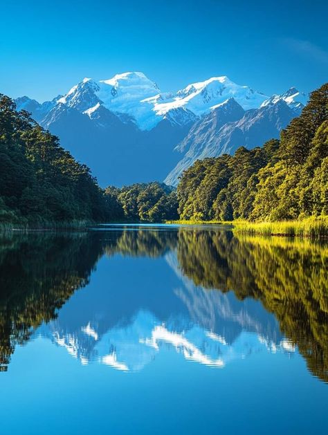 Lake Matheson, New Zealand New Zealand, Lake, Nature