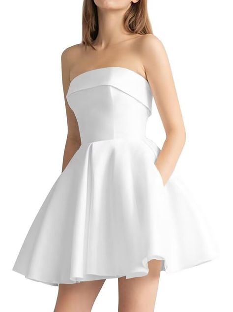 PRICES MAY VARY. Title: Tvuyet White Homecoming Dresses Strapless Corset 2024 Satin Short Formal Dresses for Women with Pockets White 08. Product Type: Departments > Women > Clothing > Dresses > Cocktail Short Formal Party Dress, Short Dresses Strapless, Grade Dresses, Homecoming Dresses Strapless, White Semi Formal Dress, Dragonfly Wedding, Short Strapless Prom Dresses, Short Formal Dresses, Senior Szn