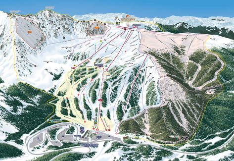 Trail Maps | Arapahoe Basin Ski & Snowboard Area Colorado Snowboarding, Arapahoe Basin, Summer Vacation Spots, Fun Winter Activities, Ski Trails, Trail Map, Winter Hiking, Vintage Ski, Lake George